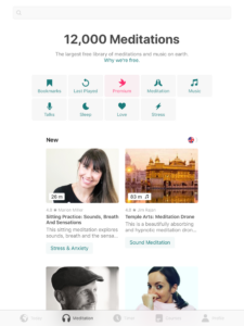 Insight Timer meditations tab